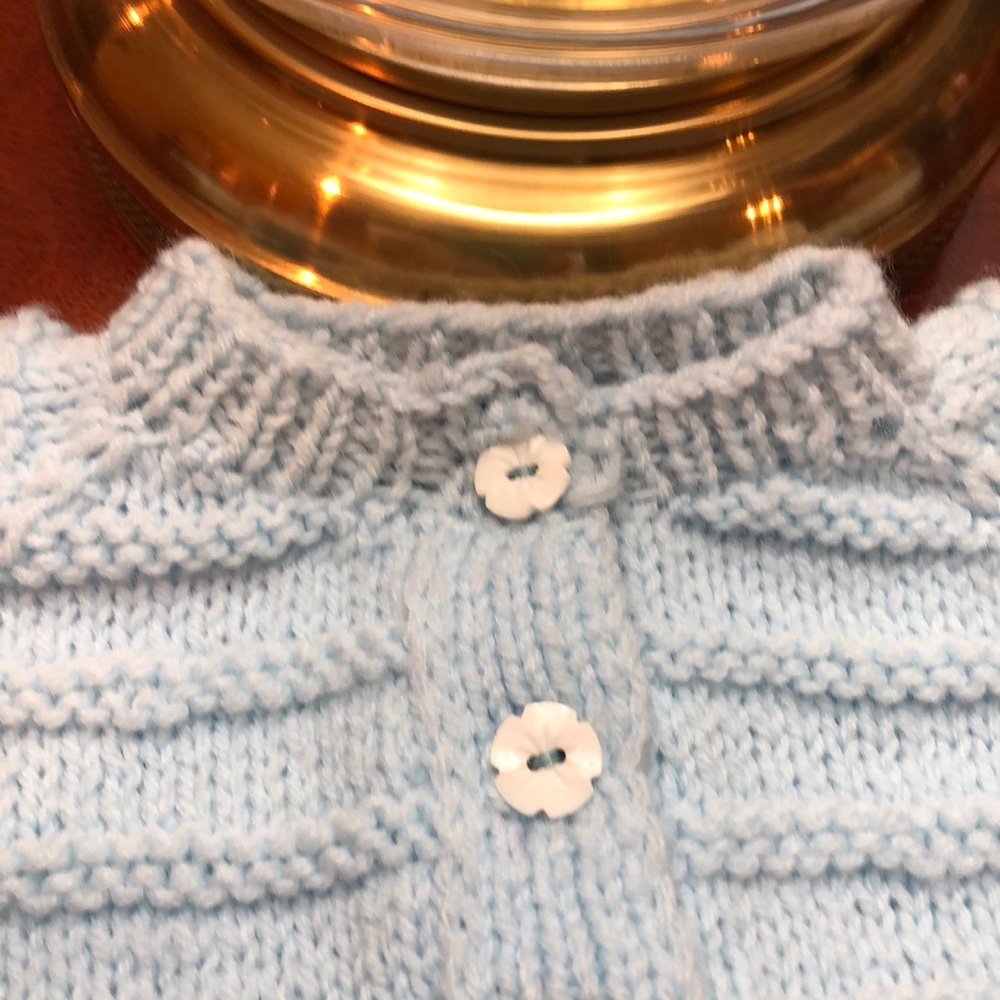 Hand Knit Pale Blue Girls Sweater